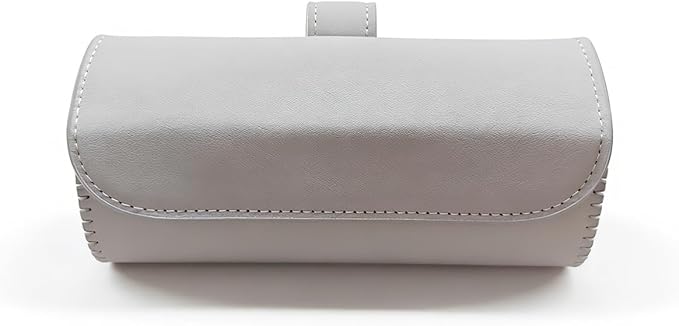 Sunglasses Holder for Car Sun Visor, Leather Car Sunglass Holder with Hidden Magnetic Closure, Clip On Glasses Case, Universal Storage Box Organizer Accessories (Gray)
