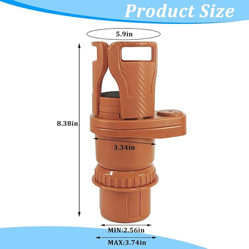 2 in 1 Car Cup Holder Expander, Multifunctional 360° Rotating Vehicle Cup Holder Adapter with Adjustable Base, Auto Interior Drinks Bottles Expander, Universal for Sedan RV Truck
