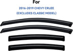 Window Visors Rain Guards for 2016 2017 2018 2019 Chevy Cruze Sedan, Out-Channel Window Vent Wind Deflectors Visors Shades for 16 17 18 19 Cruze (Excludes Classic Model)