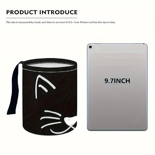 Portable Reusable Waterproof Car Trash Bin, Multipurpose Vehicle Organizer, Road Trip Essentials, Polyester Canvas Material (Black Cat)