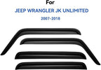 Window Visors Rain Guards Shield for 2007-2018 Jeep Wrangler JK Unlimited 4-Door, Out-Channel Window Vent Wind Deflectors Visors Shades for 07-18 Wrangler JKU