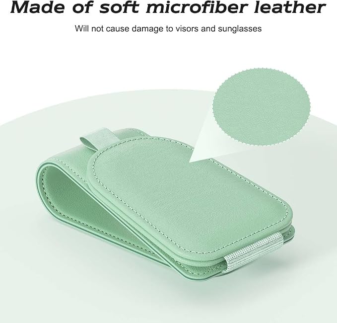 Sunglass Holder for Car Visor, Suede Cloth Magnetic Sunglass Organizer for Car Accessories, 2 Packs, Pastel Green