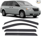 Tape-On Rain Guard 4-Piece for 08-18 Dodge Grand Caravan/Chrysler Town&Country Windows Visor Shield Shade Smoke 94251