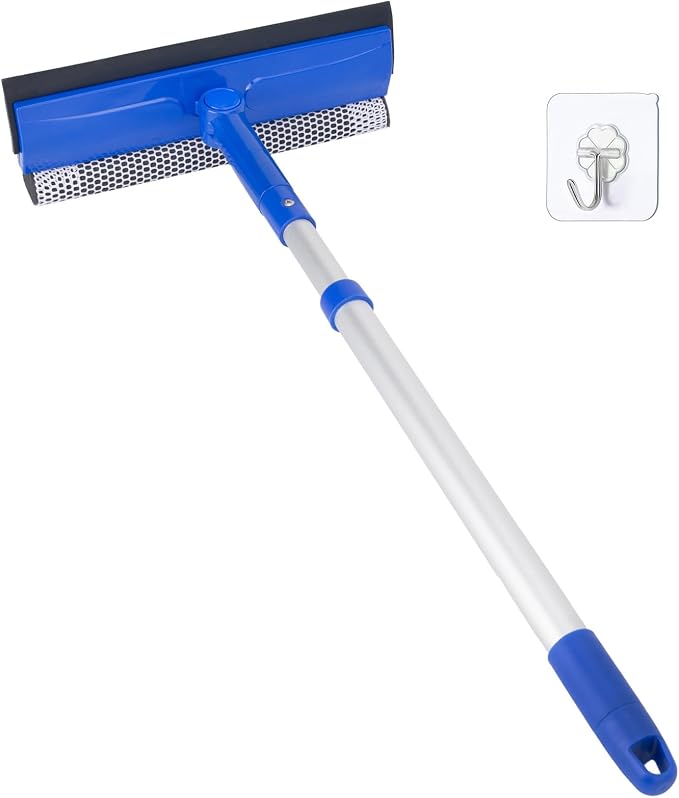 Window Cleaner Tool for Home with 20''-30'' Extension Pole, Squeegee for Car Windshield Cleaning, Glass Washer for Shower Doors, Mirror