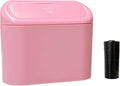 Car Trash Can Bin with Lid, Mini Portable Auto Garbage Can with 15Pcs Trash Bags, Waterproof Leakproof Small Garbage Organizer, Car Dustbin for Vehicle, Home, Office (Pink)