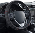 Faux Leather Steering Wheel Cover, Standard 15 inch Size, Comfort Grip Design, Solid Black Car Steering Wheel Cover for Truck Van SUV Auto