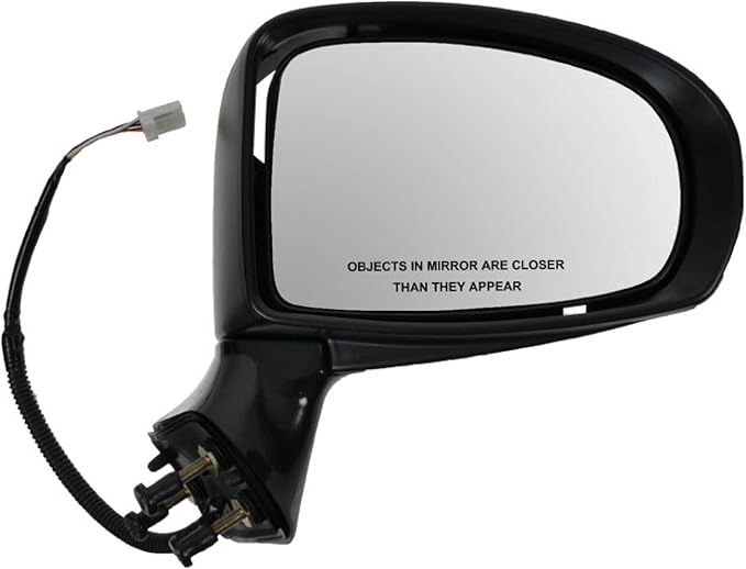 Passenger Side Mirror 3-Pin Assembly Power Heated Paint to Match Smooth Black for 2009-2012 Toyota Venza