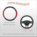 Microfiber Leather Steering Wheel Cover with Anti-Slip Lining Universal Car Accessory for Steering Wheel with a Diameter of 14.5-15 inch (Red)