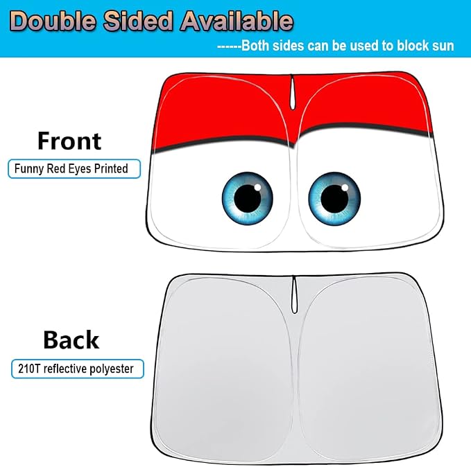 Windshield Sun Shade for 2017-2026 Tesla Model Y/Model 3 Sunshade Accessories Foldable Sunshade (Fit 2025-2026 Model Y Juniper/ 2024 Model 3 Highland) Blocks UV Rays Keep Car Cool (Red)