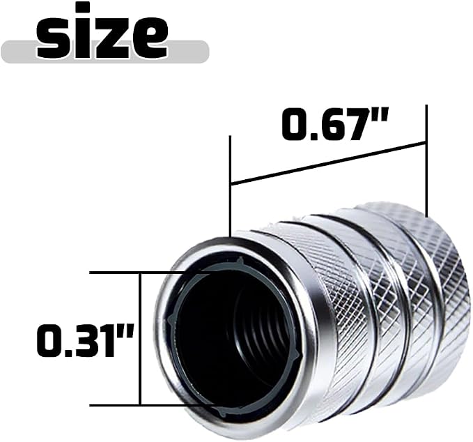 4-Piece Anodized Aluminum-Plastic Composite Tire Valve Stem Caps with Integrated Plastic Sleeve,Corrosion-Resistant and Universal Fit,Suitable for Cars, Trucks, and Motorcycles (Gray)