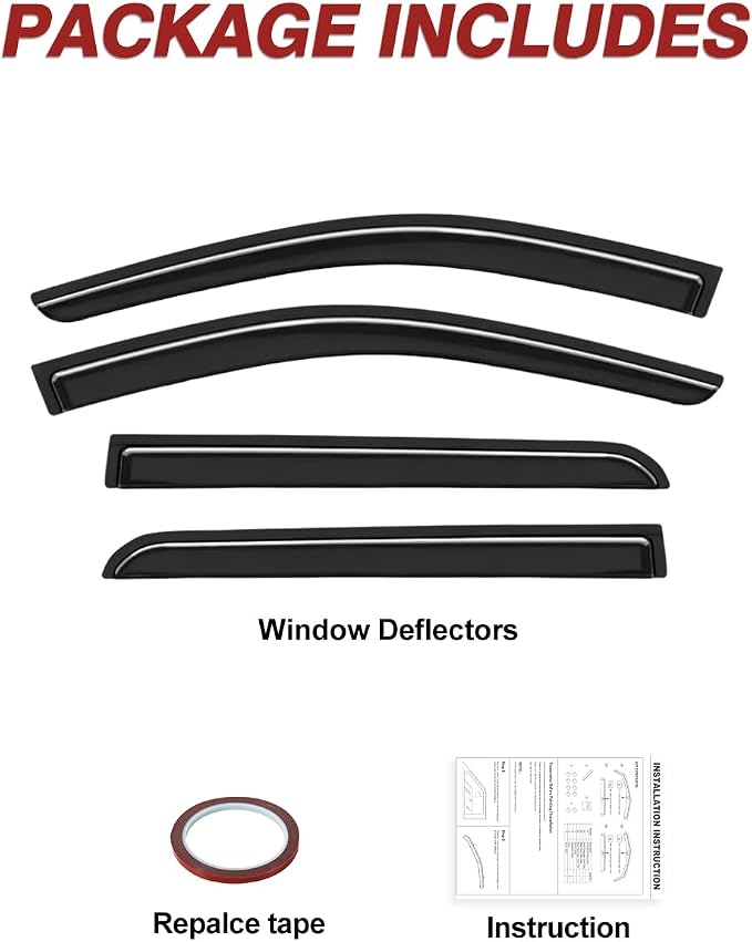 Outside-Mount Window Rain Guards Fit for Chevrolet (Chevy) Equinox 2025 2026, Extra Durable Window Visors Wind Deflector Dark Smoke Vent Shades Car Tape-on with Thicker 4PCS