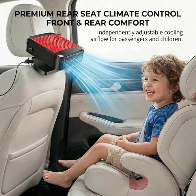 Car Fan for Vehicle, 2-in-1 Portable Car Defroster Heater & Cooling Fan, 12V Auto Heater Defogger with Hot & Cold Wind, 360° Rotatable Car Heater for Truck SUV Sedan