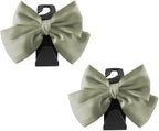 2PCS Car Seat Headrest Hook, Cute Bow Stylish Seat Back Purse Handbag Hanger Organizer, Multi-Purpose Auto Backseat Storage Hook Holder for Umbrella Coat Bag, Universal Fit (Green)