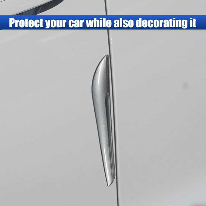 Craedli 2PCS Car Door Edge Guards, Anti-Scratch Car Door Protector, Universal Self-Adhesive Auto Side Door Anti-Collision Trim Strips, Exterior Rearview Bumper Protective Sticker for Cars (Silver)