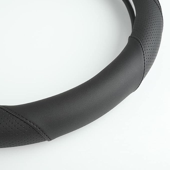 Car Steering Wheel Cover, Leather Steering Wheel Cover Black Universal 14.5-15 Inch Microfiber Leather Anti-Slip Breathable Auto Steering Wheel Covers Accessories for Men Women