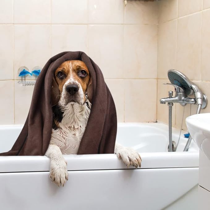 Dog Towel Super Absorbent Pet Bath Towel Microfiber Dog Drying Towel for Small, Medium, Large Dogs and Cats 30inch x 50inch Brown