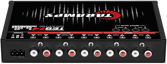 TEQ 7.4 Pro Car Audio Systems 7 Band Graphic Equalizer EQ Blue Lighting Advance Capability Input Channel Adjustment Main Volume Control Adjustable Subwoofer Volume with LPF