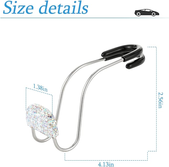 Car Headrest Hook, 2 Pack Bling Backseat Organizer Hanger for Purse Clothes Grocery Bag, Rhinestones Auto Headrest Storage Holder, Universal Car Seat Accessories for Most Vehicle (AB)