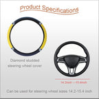 Microfiber Leather Steering Wheel Cover with Anti-Slip Lining Universal Car Accessory for Steering Wheel with a Diameter of 14.5-15 inch (Yellow)