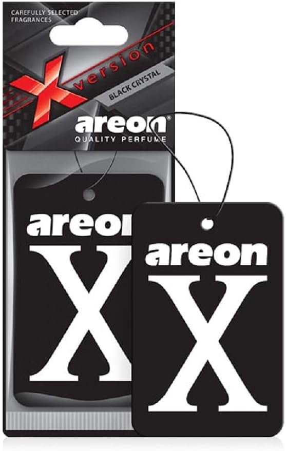 X XV02 Hanging Best Car Air Freshener Black Crystal Scent, Paper Hanging Ornaments, Long Lasting Scent for Car or Home 12 Pack