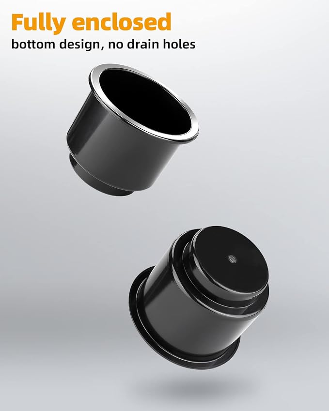 Cup Holder Insert 2pcs for RV Boat Car Couch Golf Cart, Elegant Chrome, Large Plastic Universal Drop in Cup Holder for Pontoon Table Sofa