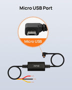 Micro USB Hardwire Kit UP02 for Dash Cams, 10ft, 12V-30V to 5V/2.4A, Low Voltage Protection 11.8V, 24 Hour Parking Surveillance Power Supply for A800S-1 Car Cameras