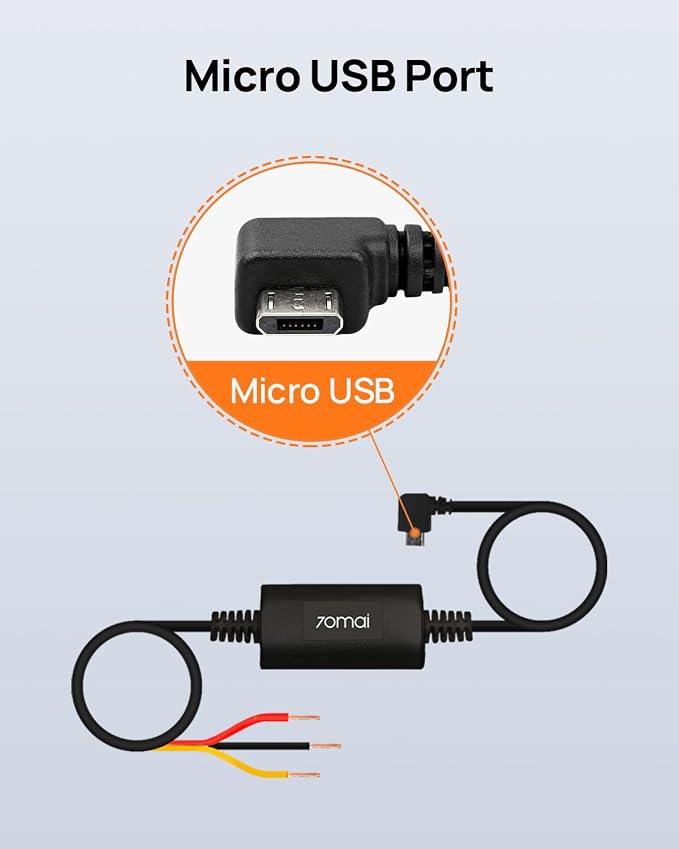 Micro USB Hardwire Kit UP02 for Dash Cams, 10ft, 12V-30V to 5V/2.4A, Low Voltage Protection 11.8V, 24 Hour Parking Surveillance Power Supply for A800S-1 Car Cameras