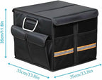 Car Trunk Organizer - Collapsible Trunk Organizer with Foldable Cover Aluminium Alloy Handle Reflective Strip for Auto, SUV, Truck, Minivan (S Black)