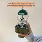 | Bear Cup Holder for Car | Universal Car Drink Holder Expander | Transparent Bear | Coffee Cup Travel Mug Water Bottle (White)