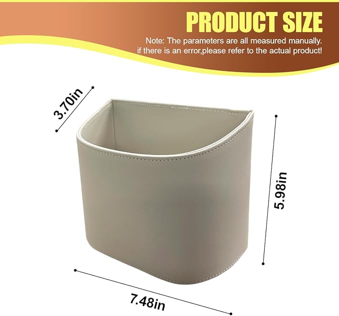 Leather Car Trash Can, Clip on Small Car Garbage Can, Waterproof Leakproof Back Seat Trash Bin, Multifunctional Vehicle Storage Organizer for Trucks, SUVs (White)