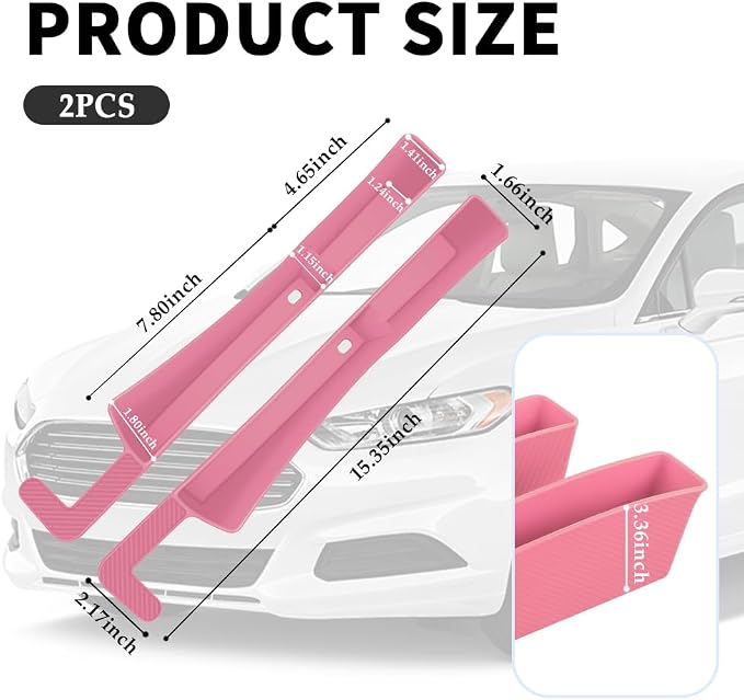 2PCS New Car Seat Gap Filler with 2 Storage Areas,Stylish Car Seat Gap Storage for Stabilizing Phone,Keys Wallet,Universal Car Seat Gap Filler Organizer (Carbon Pink)
