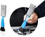 1 PC Double Head Brush for Car Clean, Soft Auto Interior Duster Detailing Brushes, Universal Vehicle Dashboard Screen, Air Vents, Computer etc Cleaning Tool Accessories (Blue)