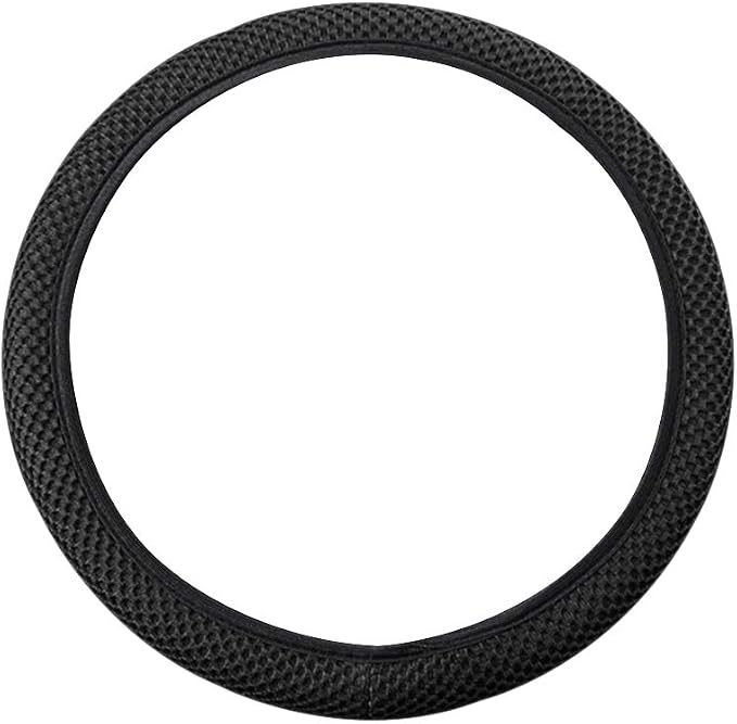 Elastic Stretch Steering Wheel Cover, Universal 15 Inch Automotive Steering Wheel Cover, Microfiber Breathable Ice Silk, Anti-Slip, Odorless, Easy Carry,Warm in Winter and Cool in Summer (Black)