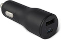 Fast-Charging Car Charger, Dual-Port, 1 USB-C + 1 USB-A, 32W, Multi-Device Compatibility, Safety Features, Black