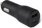 Fast-Charging Car Charger, Dual-Port, 1 USB-C + 1 USB-A, 32W, Multi-Device Compatibility, Safety Features, Black