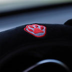 Car Steering Wheel Cover, Fluffy Soft Plush for Winter Warm, Cute Steering Wheel Protector with Kitty Cat Ears, Universal 15 Inch, Elastic & Anti-Slip, Lovely Decor Car Accessories (Black/Red)