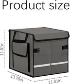 Car Trunk Organizer, Multi-Compartment Collapsible Vehicle Cargo Storage Organizer with Lid, Non Slip Waterproof Storage Box with Reinforced Handles, Universal Automotive Accessories (Grey)