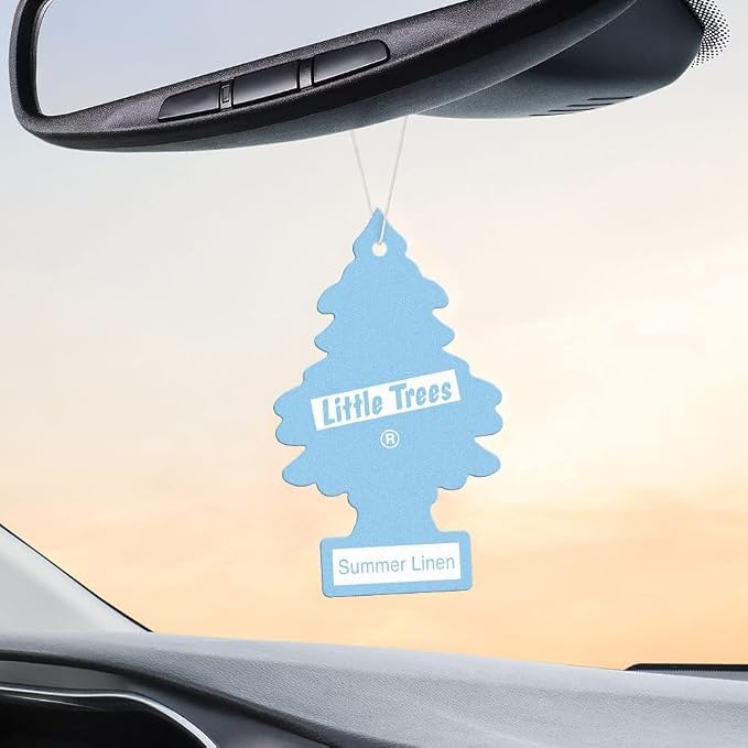 Cardboard Hanging Car, Home & Office Air Freshener, Summer Linen (Pack of 24)