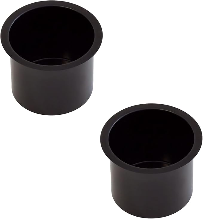 GSE Games & Sports Expert Jumbo Aluminum Cup Holder, Drop-in Cup Holder for Casino Poker Tables, Work Desks, Boats, RVs, Cars & Trucks (Black, 2-Pack)