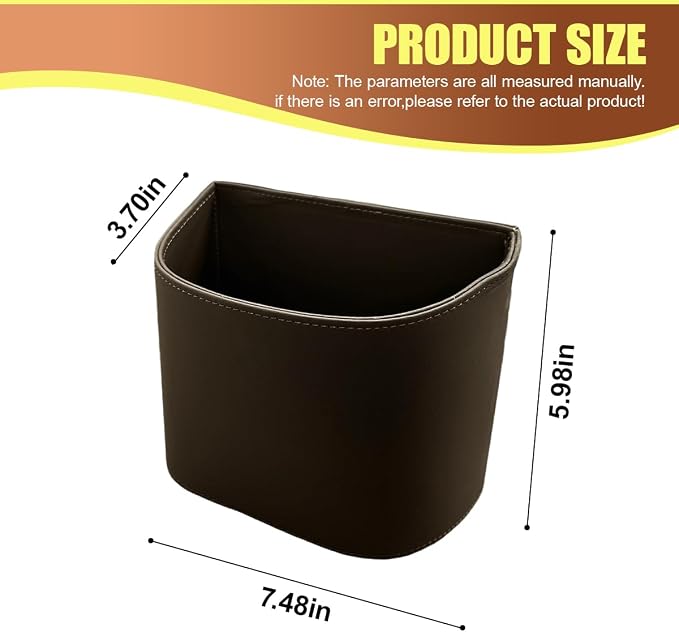 Leather Car Trash Can, Clip on Small Car Garbage Can, Waterproof Leakproof Back Seat Trash Bin, Multifunctional Vehicle Storage Organizer for Trucks, SUVs (Brown)