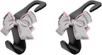 2PCS Car Seat Headrest Hooks, Cute Bow Vehicle Backseat Storage Hanger for Handbag Umbrella Coat, Automotive Seat Back Hook Holder Organizer Decor, Universal for Vehicles (Gray)