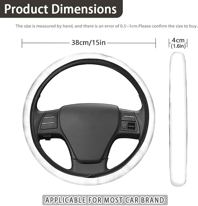 Skull Blue Flame Automotive Steering Wheel Covers Universal Fit 14 to 15 inch Steering Wheel Covers with Cloth for Women Keep Warm Comfort Grip Sweat Absorption Neoprene