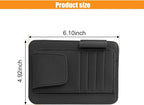 Leather Car Sun Visor Organizer Clip, Universal Car Truck Visor Document Holder with Sunglasses Clip, Auto Visor Pocket Storage for Bill Card Registration/Driving License Pen (Black)