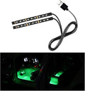 Car LED Strip Light, 24 LEDs RGB Neon Interior Atmosphere Lights, 12V Under Dash Ambient Night Light, USB Port Auto Interior Decorative Lamp, Universal Car Accessories (Green)