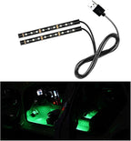 Car LED Strip Light, 24 LEDs RGB Neon Interior Atmosphere Lights, 12V Under Dash Ambient Night Light, USB Port Auto Interior Decorative Lamp, Universal Car Accessories (Green)