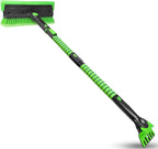 56 Inch Truck Snow Brush Scraper Long Handle, Heavy Duty Extendable Snow Broom for SUV, Windshield Ice Scraper with Foam Grip for Car Automobile Vehicle Window - Green