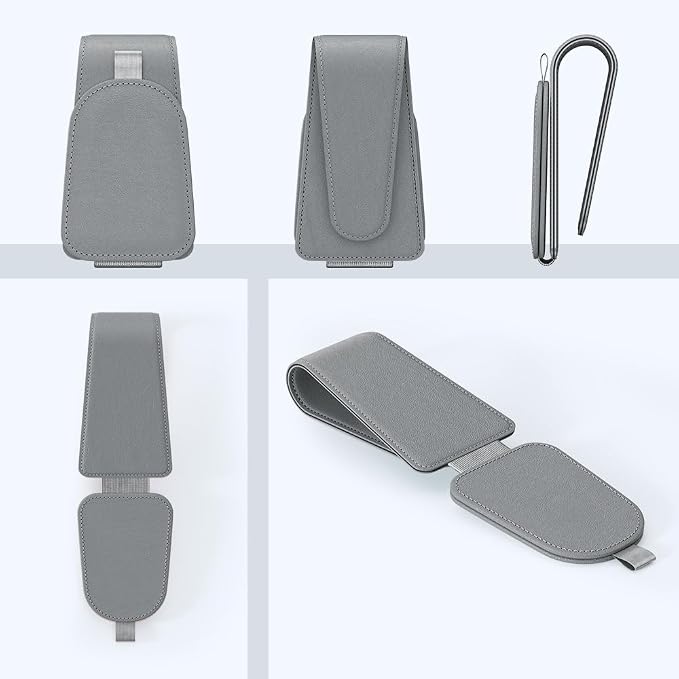 Sunglass Holder for Car Visor, Gray, 2 Packs | Suede Cloth, Magnetic, Organizer for Car Accessories