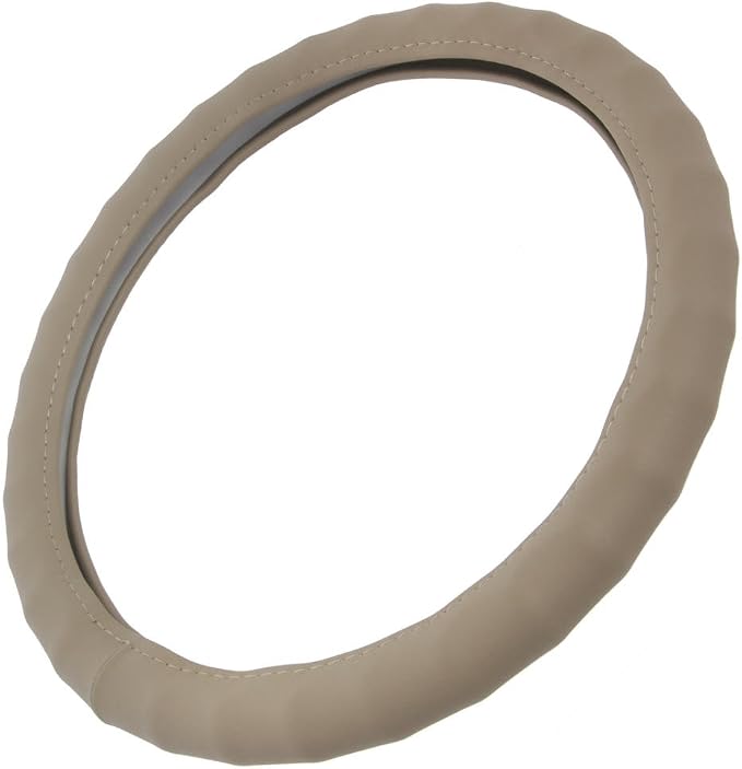Ergonomic Grip Steering Wheel Cover/Protector for Small Size Steering Wheels in Cars, SUVs, Boats (13.5-14.5") (Genuine Leather (Beige))