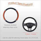 Microfiber Leather Steering Wheel Cover with Anti-Slip Lining Universal Car Accessory for Steering Wheel with a Diameter of 14.5-15 inch (Orange)
