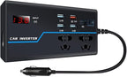 200W Car Power Converter, DC 12V to AC 110V Car Inverter, Car Outlet Adapter with PD 30W(PD3.0)/QC 30W(QC3.0) Fast Charging Ports, Car Plug Converter with On/Off Switch and Current LCD Screen